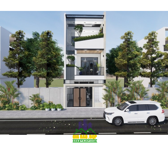 Thiết Kế Nhà Ống 3 Tầng 4 Phòng Ngủ Hiện Đại Hợp Xu Hướng
