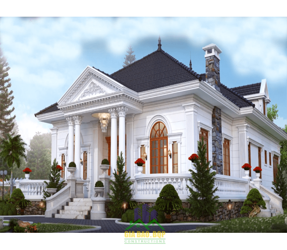 Mẫu nhà biệt thự mái thái 1 tầng thu hút nhất